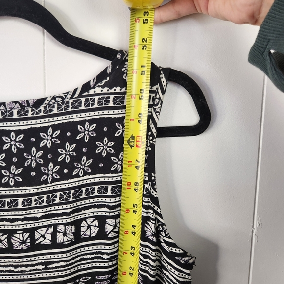 Vintage 90s Black Aztec Print Summer Midi Dress 1990s Sheath Sundress Beach Boho - Picture 9 of 11